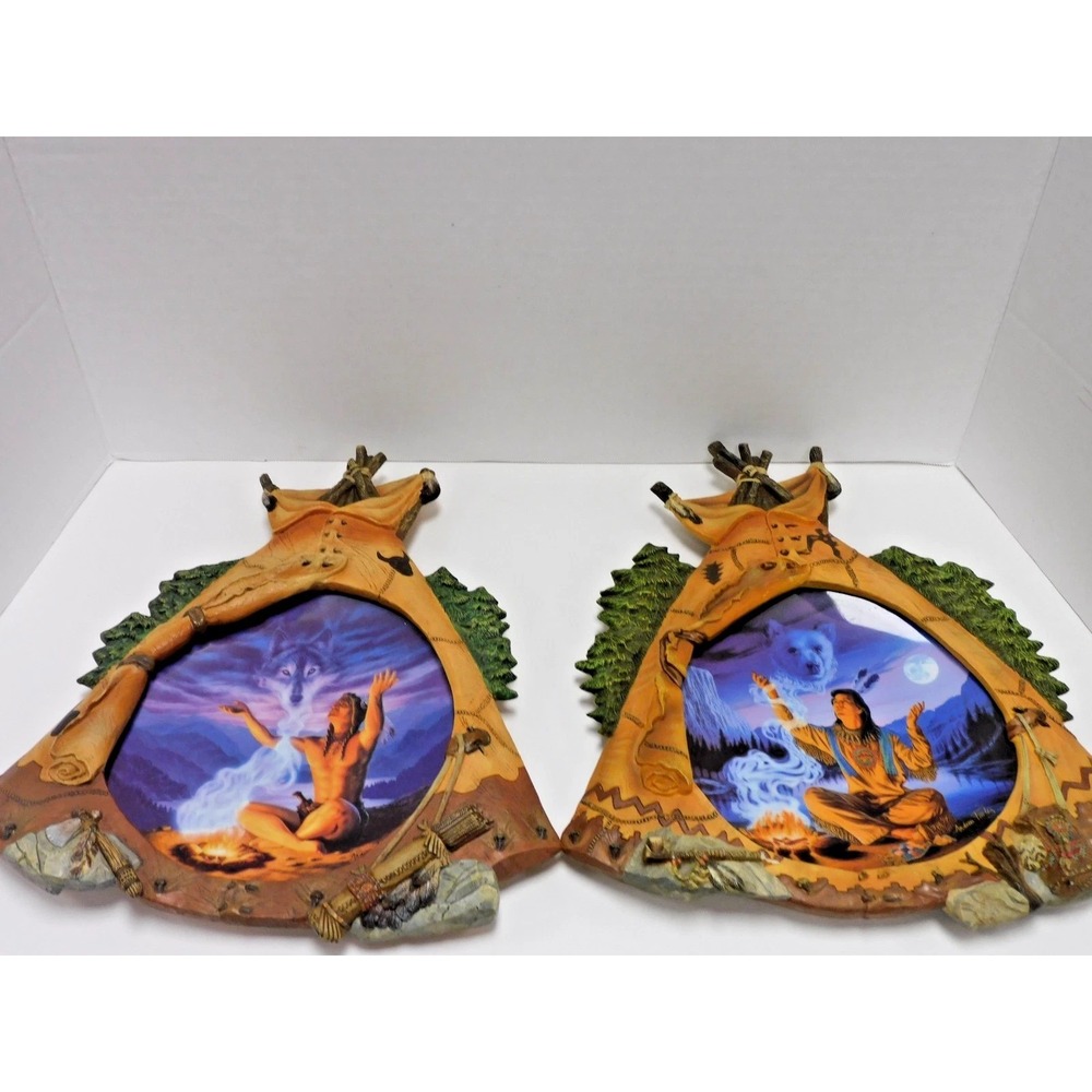 Bradford Exchange Spiritual Journeys Teepee Collector Plates Set 2 DH03